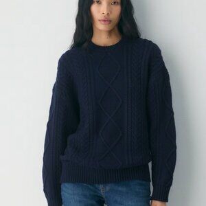 NWT Aritzia Heritage Merino Wool Crew Sweater Admiral XS